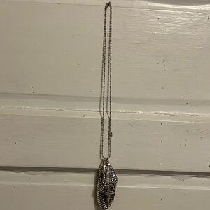 Unique necklace from me.  24” silver tone bead chain with Whiting n Davis 3”